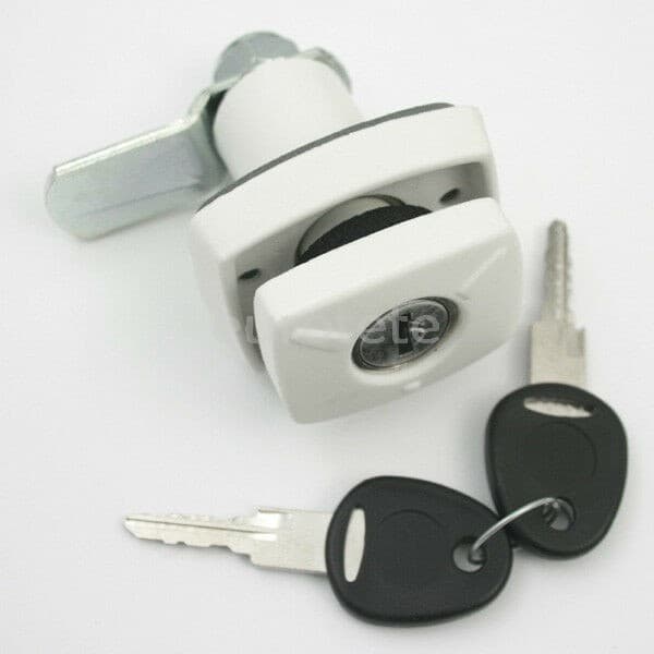 Cerradura arcon linea con 2 llaves New System blanco autocaravana caravana camper 1