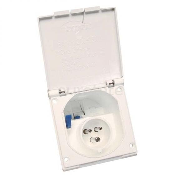CEE toma exterior blanco con tapa CEE 17 IP44 16 amperios para autocaravana caravaning  - 82149 - Eurotete