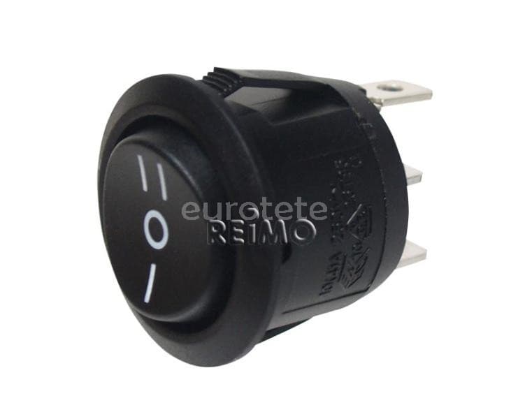 Interruptor circular 3 posiciones  y con 2 encendidos negro a 12 voltios para camper o autocaravana