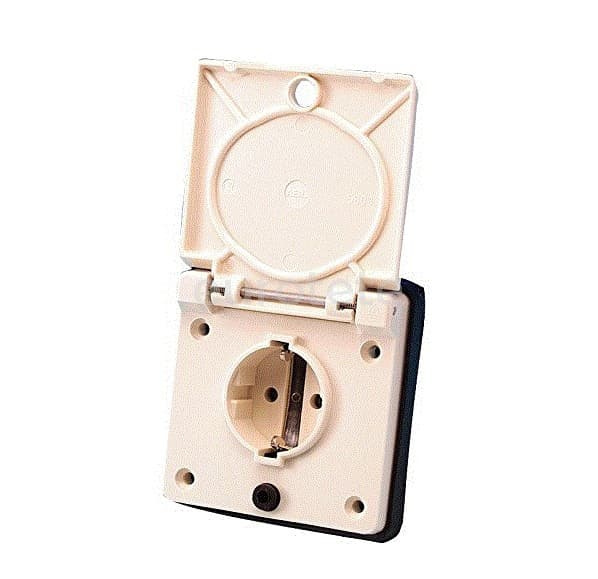 Enchufe exterior schuko ABL con tapa conexion rapida electricidad autocaravana IP44 16 amperios 3