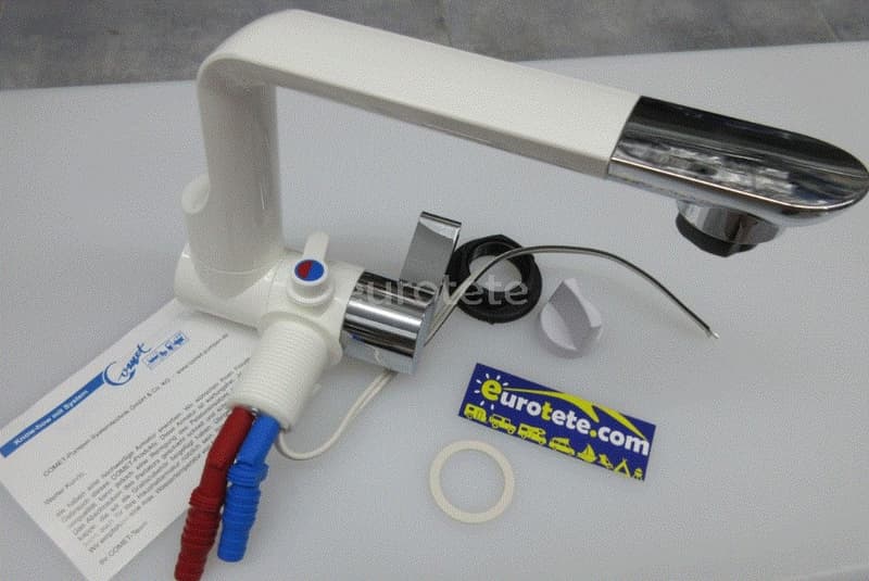 Grifo Mischer Arona giratorio agua fria y caliente para cocina autocaravana 1