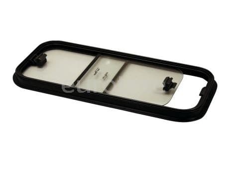 Vidre negre 995 x 485 mm exterior / 960 x 450 mm amb 2 fulles una amb obertura i l'altra fixa amb marc alumini  - 31612 - Eurotete