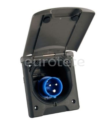 Presa exterior IP44 negra 16A 220V electricitat amb tapa quadrada  - 8820375 - Eurotete