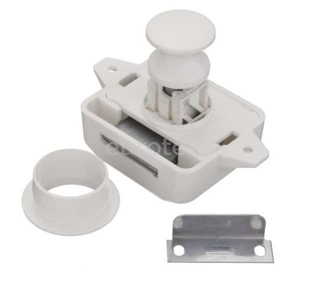 Mini Pusch Lock blanco con pulsador para puertas armario fugonetas camper