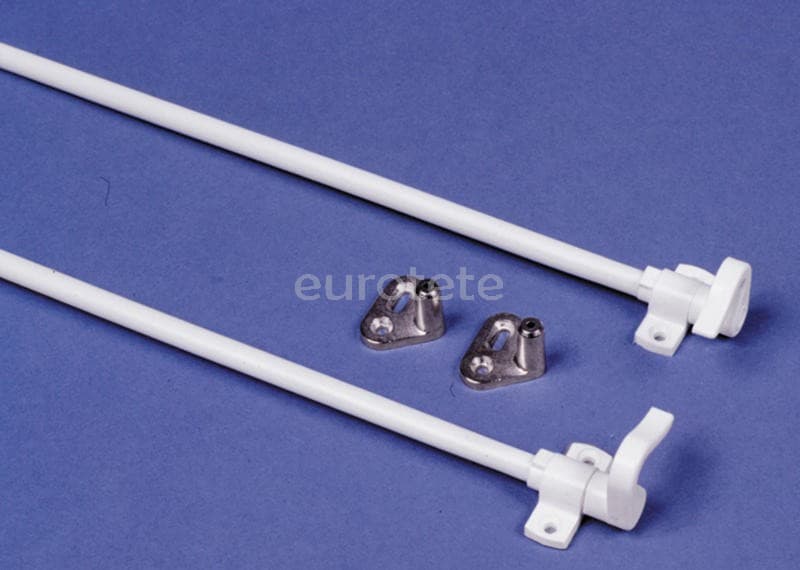 Vareta barra blanca amb ganxos giratoris per a tancament porta bany lavabo autocaravana o caravana  - 532753 - Eurotete
