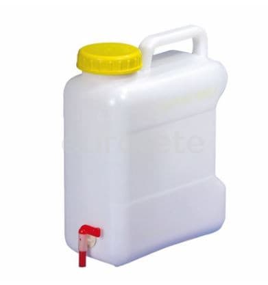 Bidon 10 litros 35 x 27 x 14 cm con tapon DIN 96 y grifo con rosca 3/4 agua limpia 1