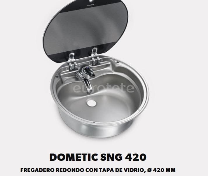 Fregadero Dometic SNG 420 redondo con tapa de vidrio  - 9102305032 - Eurotete