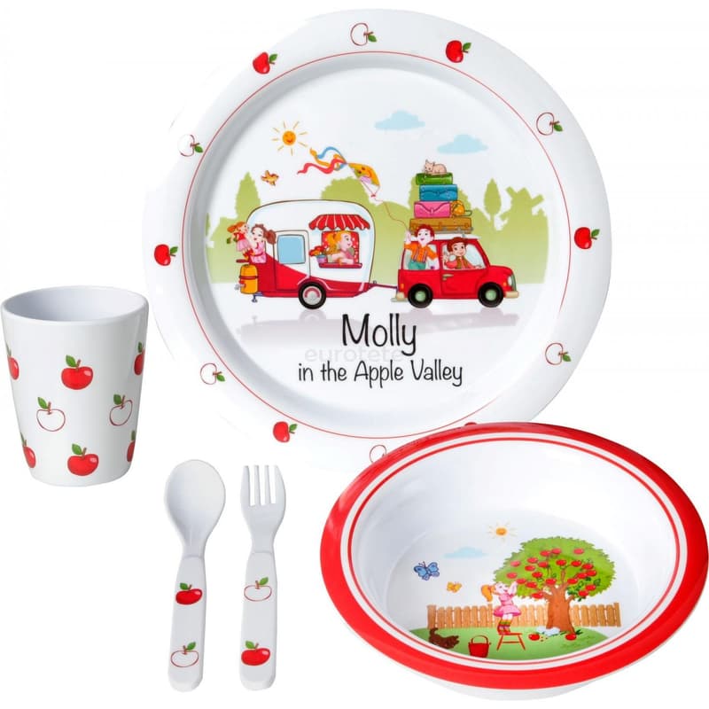 Vajilla infantil de melamina coche con caravana Brunner  - 0830078N - Eurotete