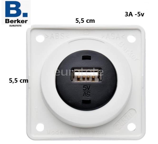 Berker USB endoll blanc 3A 5V autocaravana camper 1