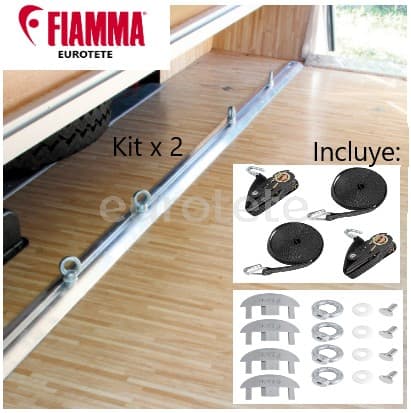 Fiamma 2 barres de 2 metres + 8 traus + corretges Garatge-Bars Premium autocaravana 1
