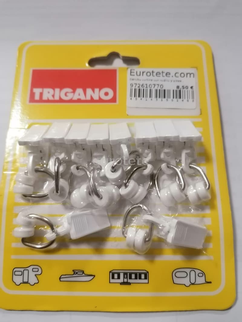 Gancho cortina con rodillo y pinza para rail caravana o autocaravana 1