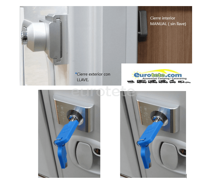 IMC kit de 3 tancament porta principal en cromat + 2 tancaments corredissa per a garatge seguretat autocaravana 1